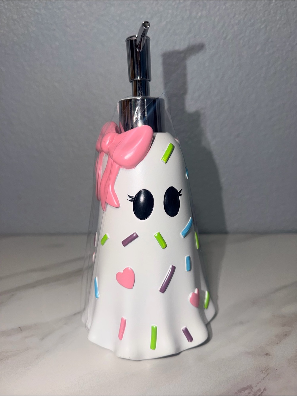 Pink Bow Sprinkle Ghost soap dispenser